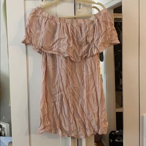 Off the shoulder dress (pink/white)